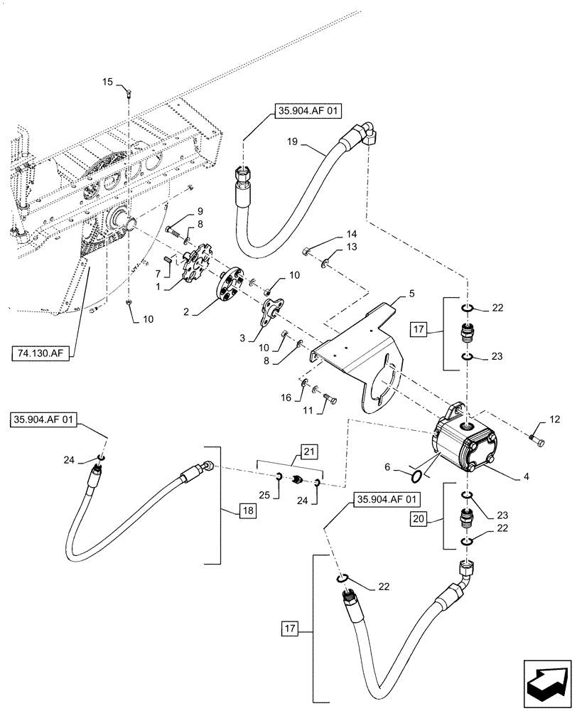 Схема запчастей Case IH 8240 - (35.904.AF[03]) - VAR - 722030 - DRIVE, FAN, HYDRAULIC MOTOR (35) - HYDRAULIC SYSTEMS