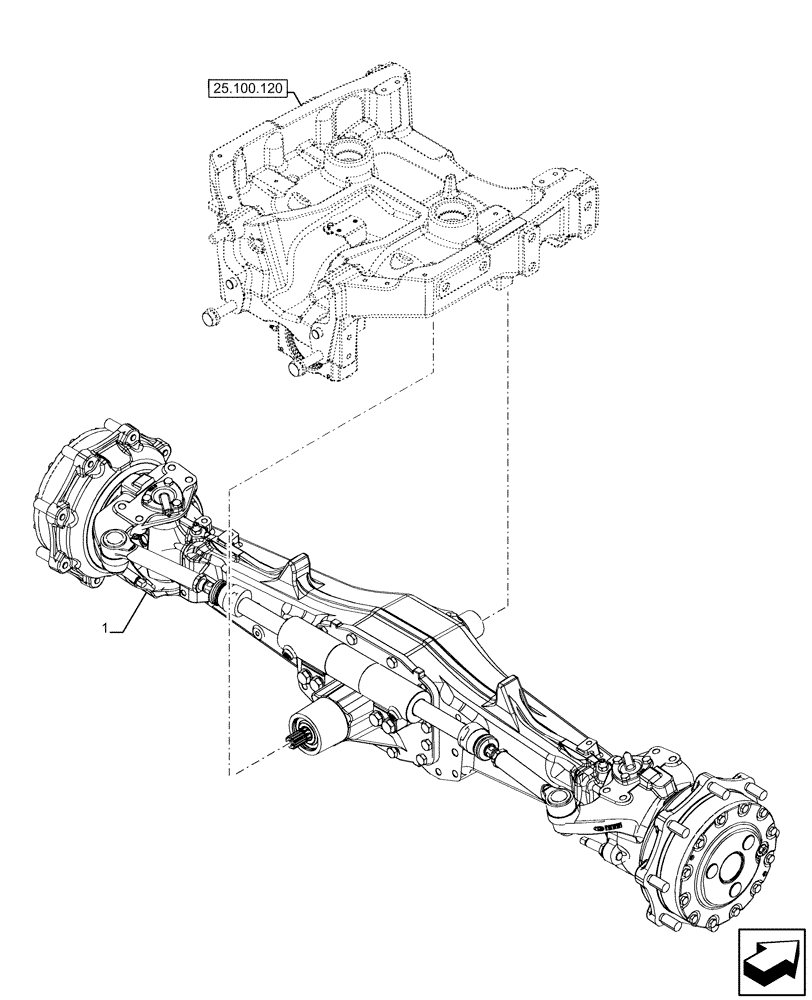 Схема запчастей Case IH FARMALL 110U - (25.100.070) - VAR - 337707 - ADVANCED, 4WD, SUSPENDED FRONT AXLE, W/O BRAKES (25) - FRONT AXLE SYSTEM