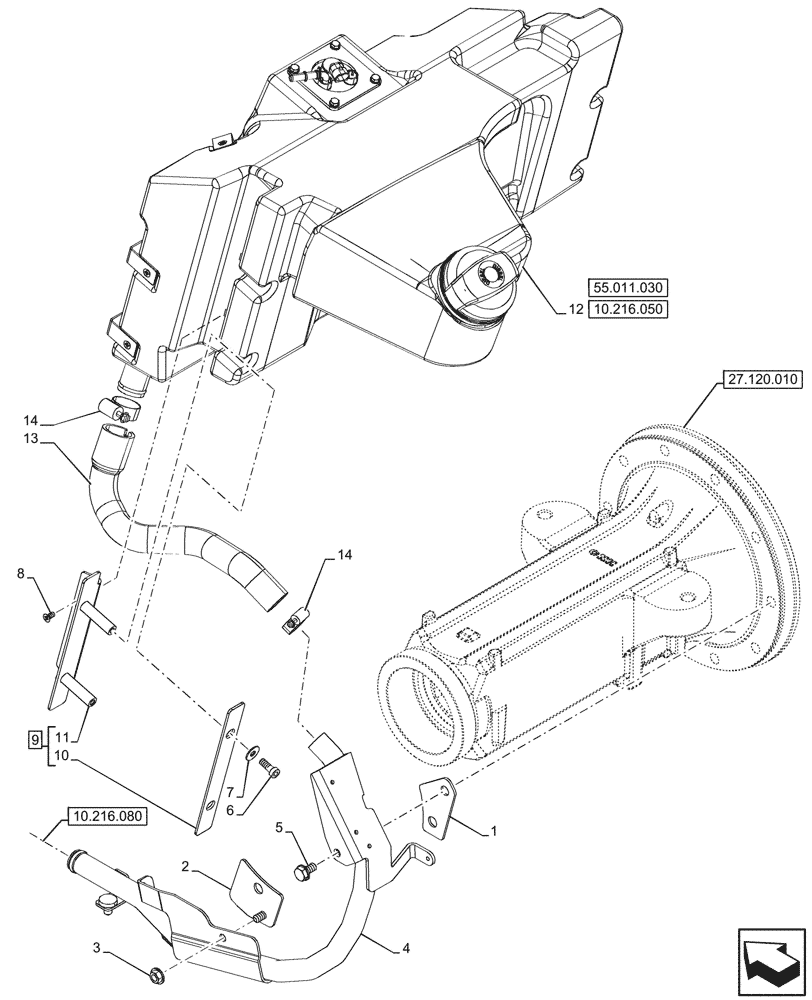 Схема запчастей Case IH FARMALL 90N - (10.216.010) - VAR - 743501, 759004 - FUEL TANK (10) - ENGINE