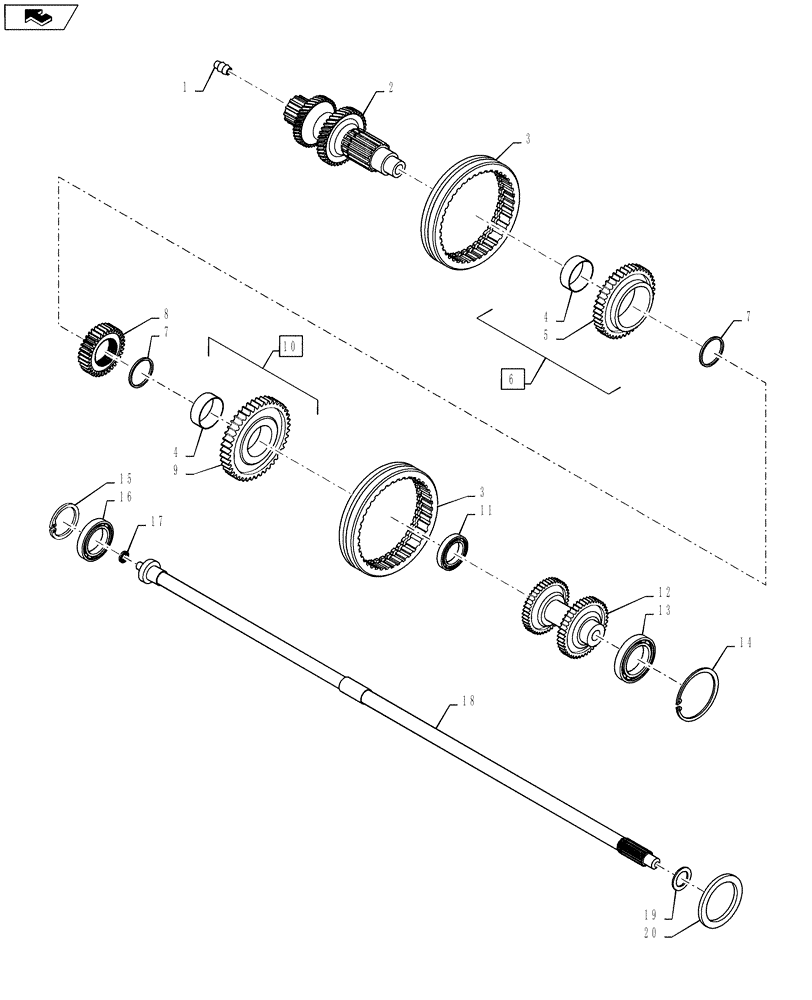 Схема запчастей Case IH FARMALL 55A - (21.140.02[01]) - TRANSMISSION GEARS AND SHAFTS (21) - TRANSMISSION