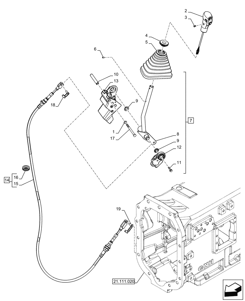 Схема запчастей Case IH FARMALL 120U - (21.133.050) - VAR - 393286 - TRANSMISSION, SEMI-POWERSHIFT, CONTROL LEVER, GEARSHIFT (21) - TRANSMISSION