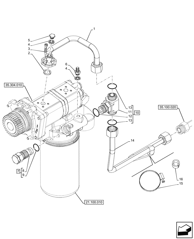 Схема запчастей Case IH FARMALL 110N - (35.100.030) - VAR - 743516, 743517, 743915, 743970 - DELIVERY PIPE, LIFT ARM, STEERING, 60L (35) - HYDRAULIC SYSTEMS