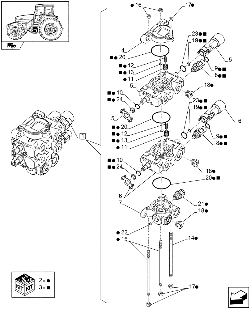 Схема запчастей Case IH MAXXUM 110 - (1.82.7/22A[01A]) - CONTROL VALVE - BREAKDOWN - D7374 (VAR.331560-332560-334560-331561-332561; 330820-332820-330821-331821-332821-334821-336821-338821 / 743745; 334820-335820 / 743746) (07) - HYDRAULIC SYSTEM