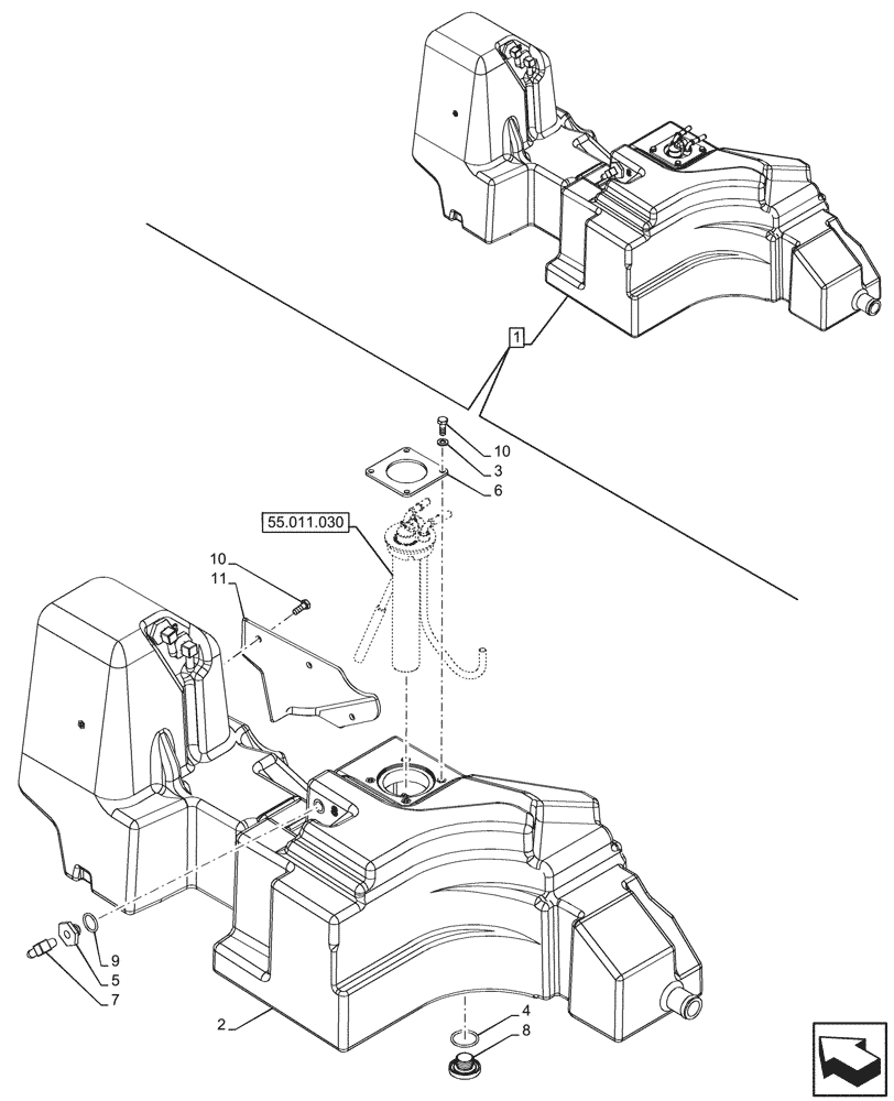 Схема запчастей Case IH FARMALL 110V - (10.216.070) - VAR - 759004 - EXTRA FUEL TANK (10) - ENGINE