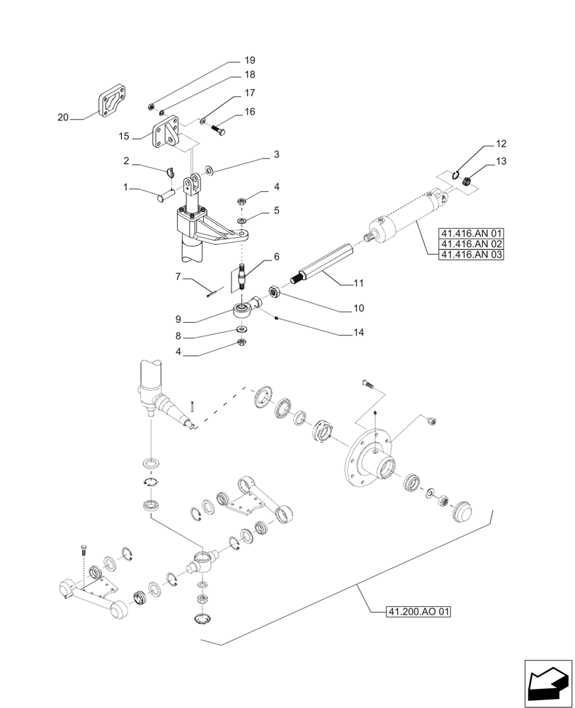 Схема запчастей Case IH A8800 - (41.200.AO[02]) - STEERING AND FRONT SUSPENSION (41) - STEERING