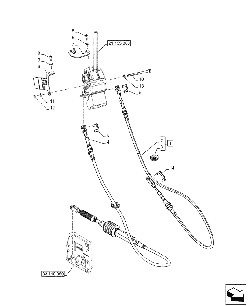 Схема запчастей Case IH FARMALL 120U - (21.133.070) - VAR - 331286 - TRANSMISSION, SEMI-POWERSHIFT, CONTROL LEVER, GEARSHIFT (21) - TRANSMISSION