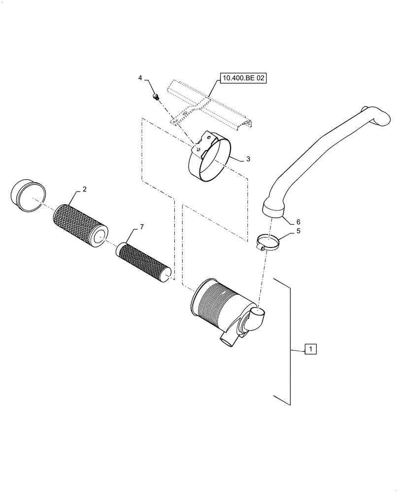 Схема запчастей Case IH FARMALL 50C - (10.202.AB[02]) - AIR CLEANER, FARMALL 40C, 50C (10) - ENGINE