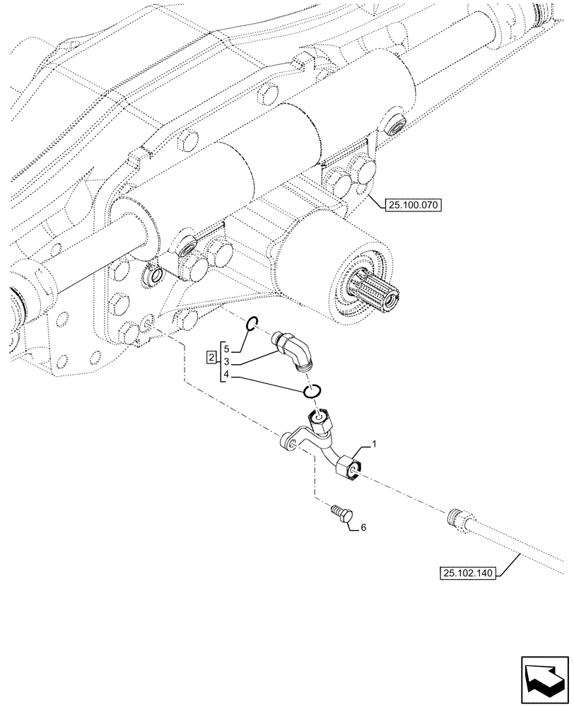 Схема запчастей Case IH FARMALL 120U - (25.102.130) - VAR - 377707 - ELECTROHYDRAULIC DIFFERENTIAL LOCK, OIL LINE (25) - FRONT AXLE SYSTEM