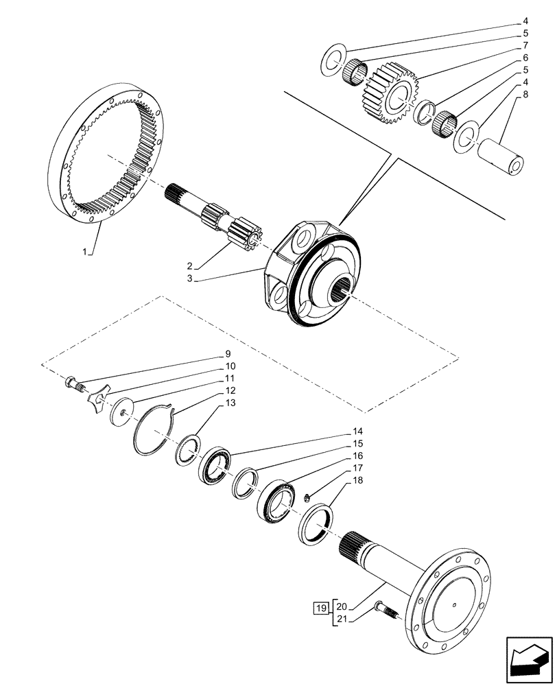 Схема запчастей Case IH PUMA 220 CVT - (27.120.AF[02]) - VAR - 337417, 337419, 337424, 337425 - FINAL DRIVE, GEAR (27) - REAR AXLE SYSTEM