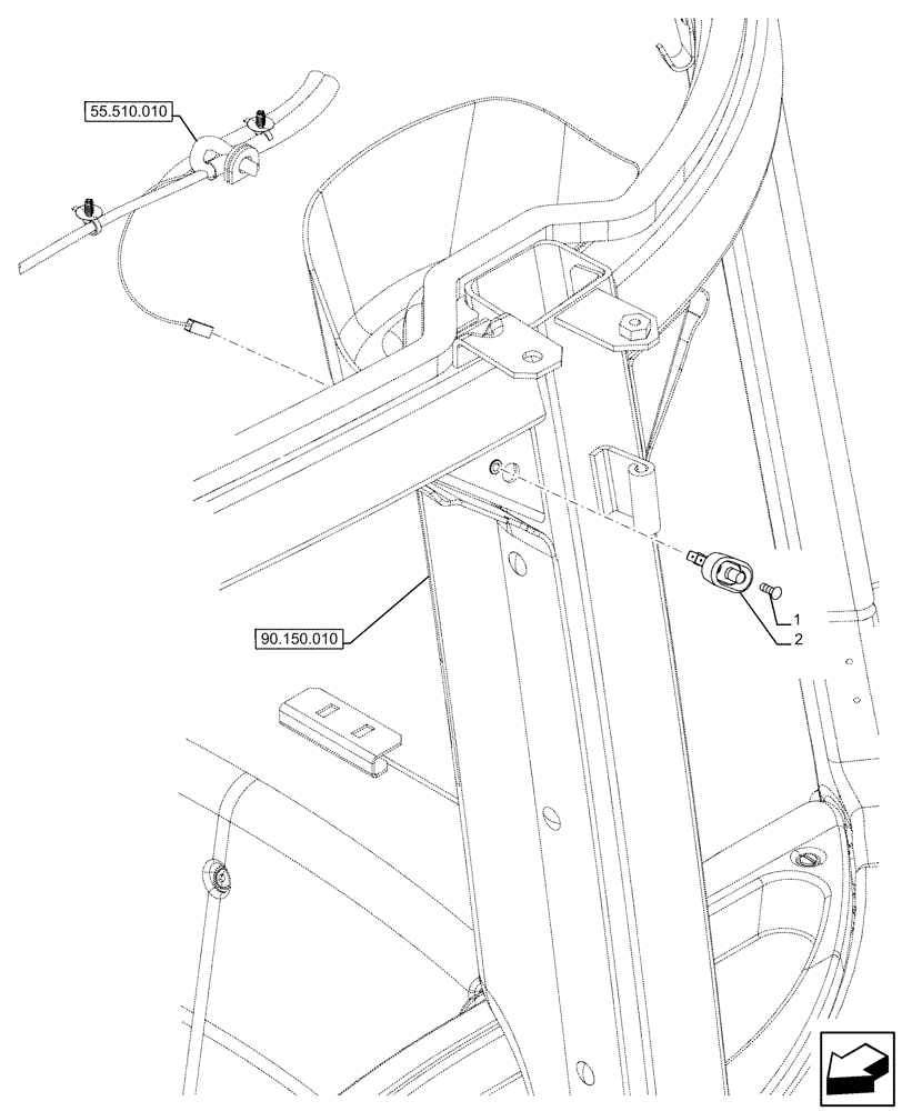 Схема запчастей Case IH FARMALL 110U - (55.514.020) - VAR - 331714, 332717, 335131, 335132, 335133, 337131, 337132, 390713, 391713 - CAB, INTERIOR LIGHT, SWITCH (55) - ELECTRICAL SYSTEMS