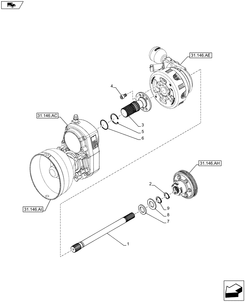 Схема запчастей Case IH FARMALL 115U - (31.146.AA) - VAR - 332789 - FRONT PTO ASSY, DRIVE, DRIVE SHAFT (31) - IMPLEMENT POWER TAKE OFF