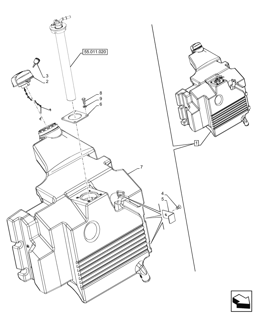 Схема запчастей Case IH FARMALL 80N - (10.216.050) - VAR - 743501, 759004 - FUEL TANK (10) - ENGINE