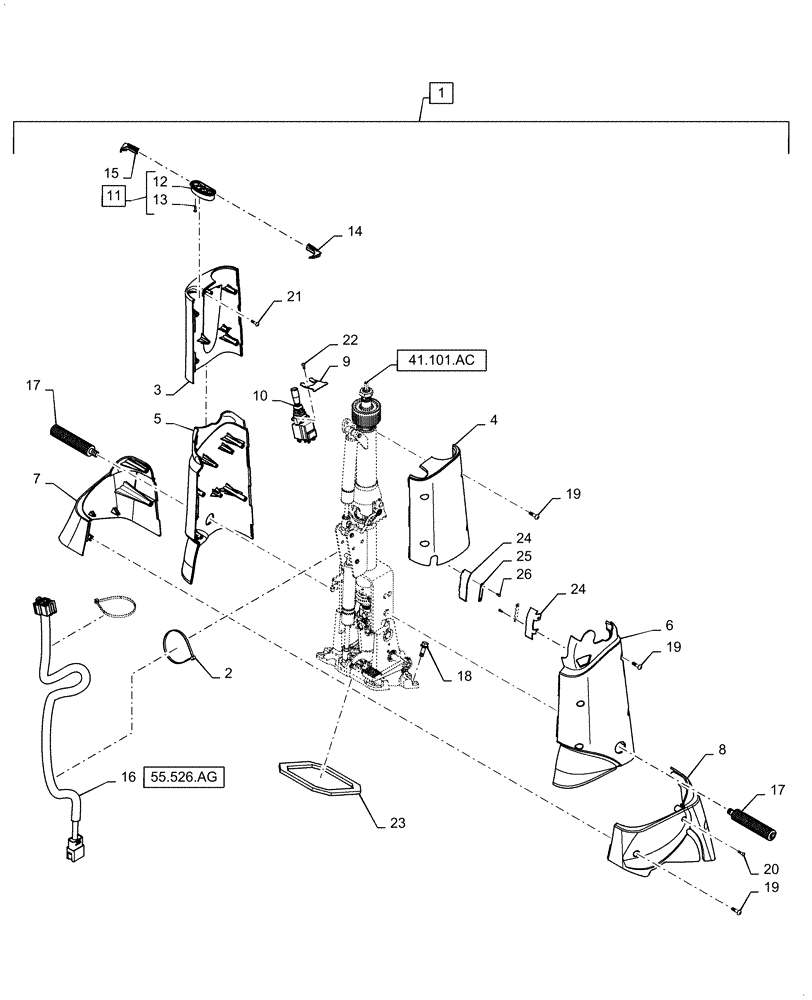 Схема запчастей Case IH 6140 - (41.101.AB) - STEERING COLUMN (41) - STEERING