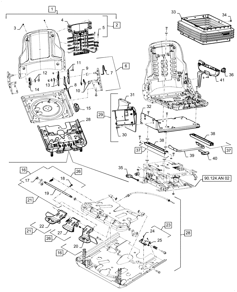 Схема запчастей Case IH 6140 - (90.120.BA[02]) - VAR - 425555, 425556 - SEAT BACK, SLIDE, BELLOWS, LEATHER (90) - PLATFORM, CAB, BODYWORK AND DECALS