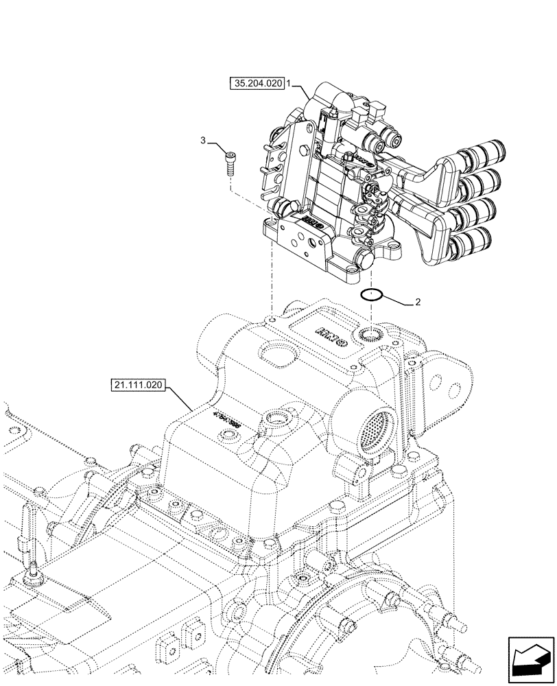 Схема запчастей Case IH FARMALL 110U - (35.204.010) - VAR - 390183 - 2 REMOTE CONTROL VALVES, REAR (35) - HYDRAULIC SYSTEMS