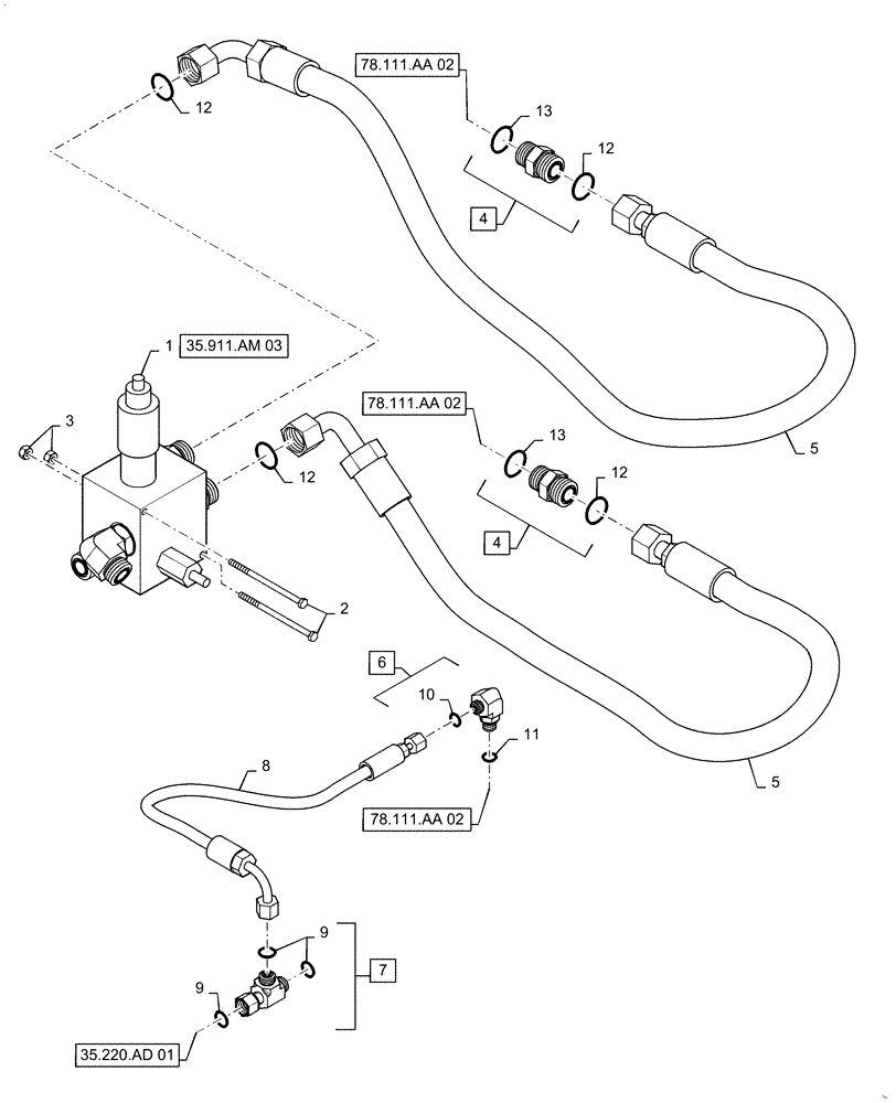 Схема запчастей Case IH PATRIOT 2250 - (35.102.AE[01]) - PRODUCT PUMP CONTROL VALVE ASSY (35) - HYDRAULIC SYSTEMS