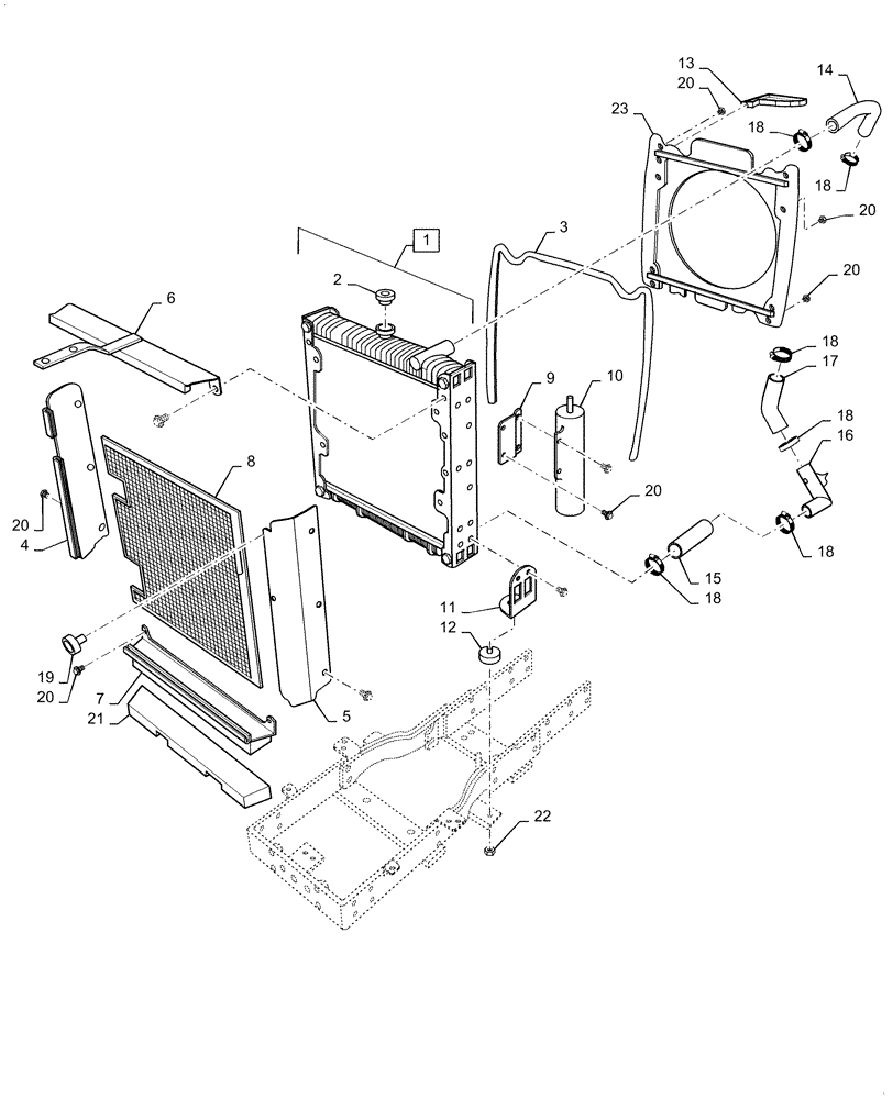 Схема запчастей Case IH FARMALL 50C - (10.400.BE[02]) - RADIATOR, FARMALL 40C, 50C (10) - ENGINE