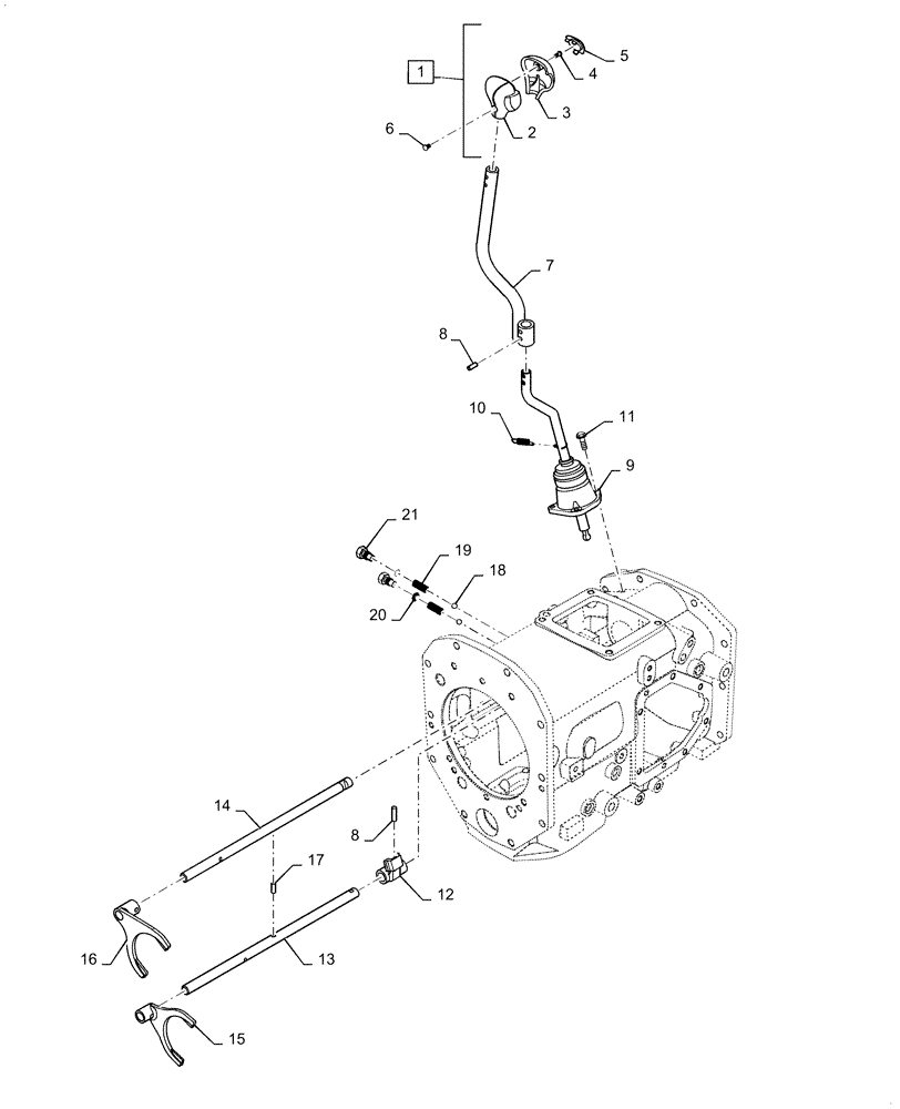 Схема запчастей Case IH FARMALL 50C - (21.130.BC[02]) - SHIFTING UNIT, MAIN GEAR, FARMALL 40C, 50C (21) - TRANSMISSION