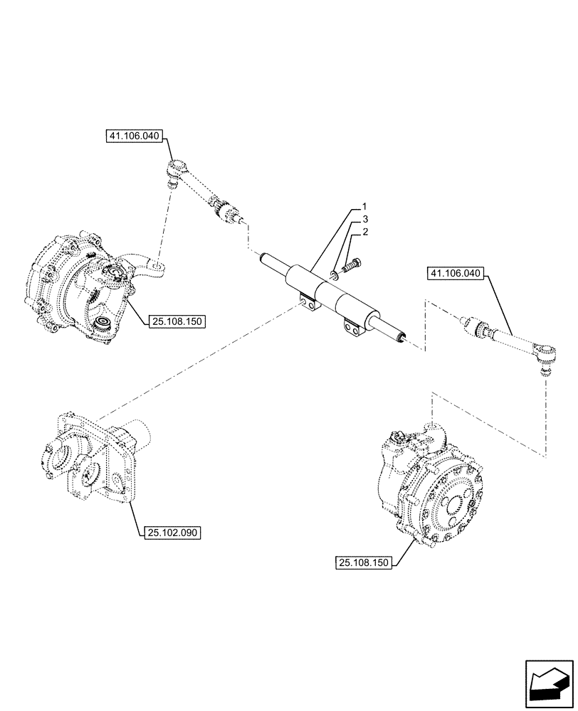 Схема запчастей Case IH FARMALL 120U - (41.216.050) - VAR - 337707 - ADVANCED, 4WD, SUSPENDED FRONT AXLE, W/O BRAKES, STEERING CYLINDER (41) - STEERING