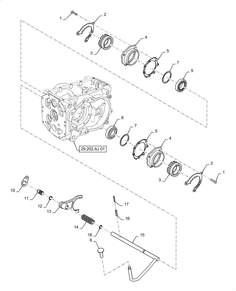 Схема запчастей Case IH FARMALL 50C - (27.106.AK[03]) - DIFFERENTIAL LOCK, HST, FARMALL 40C, 50C (27) - REAR AXLE SYSTEM