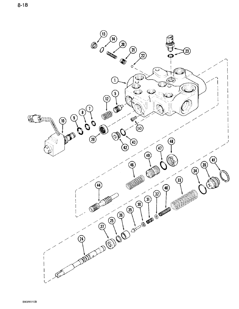 Схема запчастей Case IH 7120 - (8-18) - PTO VALVE ASSEMBLY, TRANSMISSION SERIAL NUMBER AJB0044915 AND AFTER (08) - HYDRAULICS