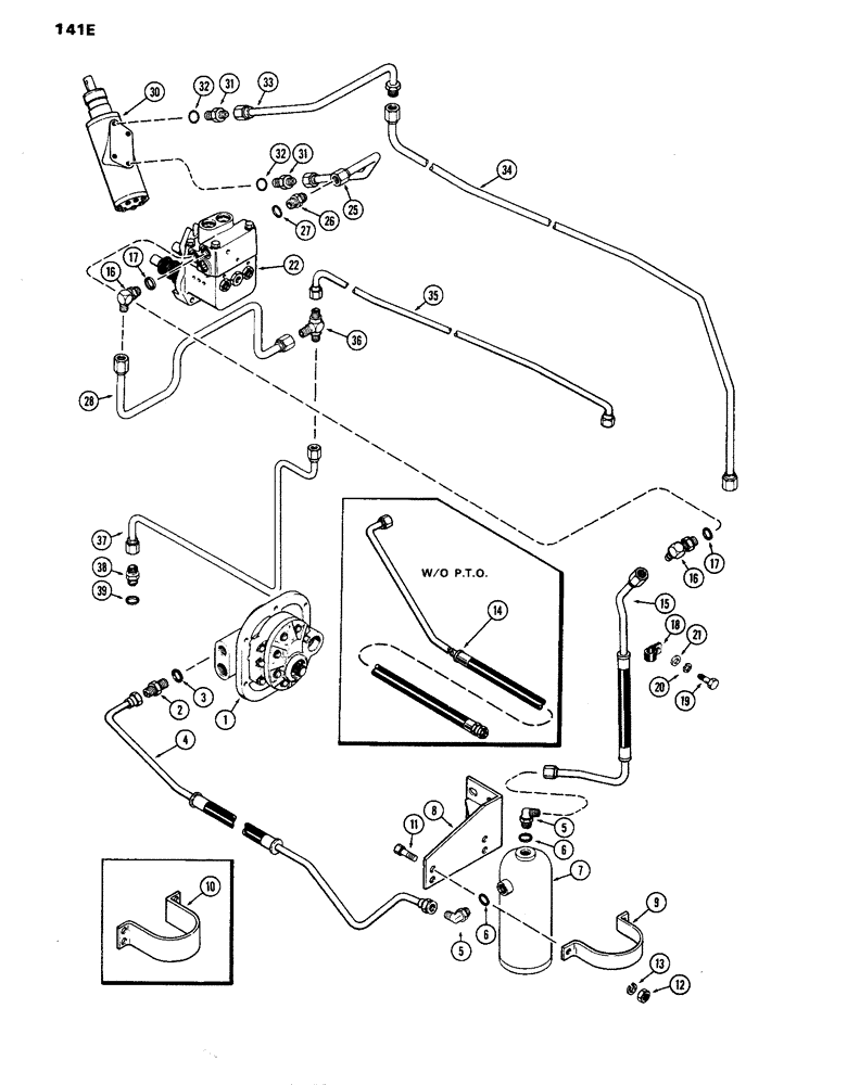 Схема запчастей Case IH 770 - (141E) - STEERING AND BRAKE VALVE SYSTEM, POWER BRAKES W/MECHANICAL SHIFT, 1ST USED TRACTOR S/N 8693001 (05) - STEERING