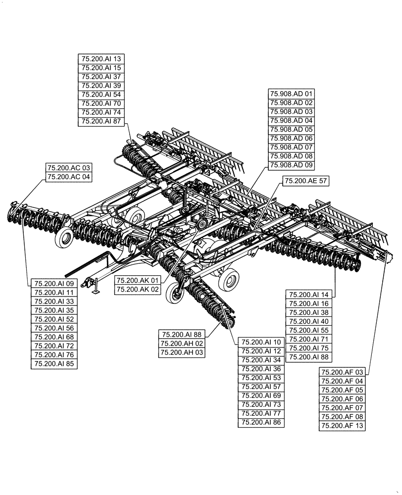 Схема запчастей Case IH TRUE-TANDEM 375 - (75.000.00) - SECTION INDEX - SOIL PREPARATION (75) - SOIL PREPARATION