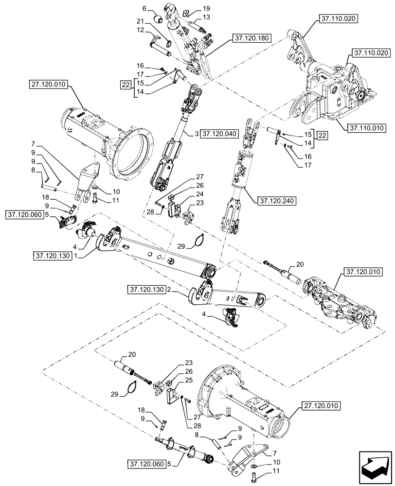 Схема запчастей Case IH FARMALL 110U - (37.120.230) - VAR - 758326 - 3 POINT HITCH, REAR (37) - HITCHES, DRAWBARS & IMPLEMENT COUPLINGS