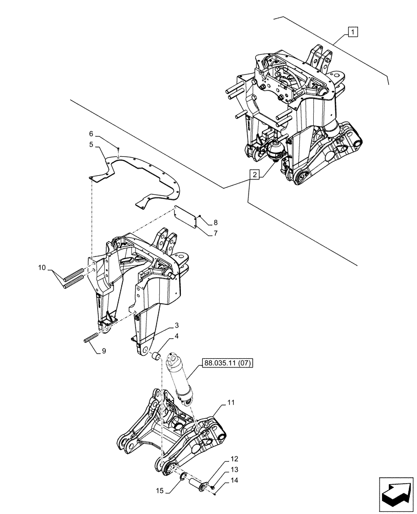 Схема запчастей Case IH PUMA 200 - (88.035.11[01]) - DIA KIT - FRONT HPL FOR SUSPENDED AND STD AXLES, LESS PTO, LESS COUPLER - LIFTER, HOUSING & COVER (88) - ACCESSORIES