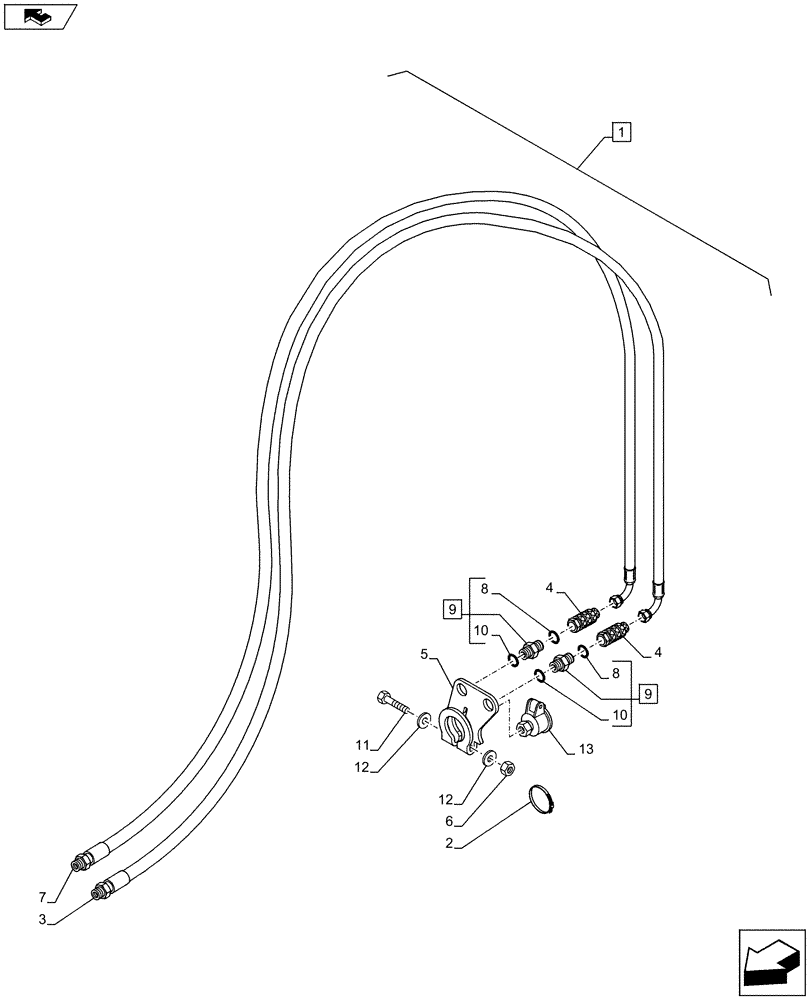 Схема запчастей Case IH PUMA 215 - (88.035.11[03]) - DIA KIT - FRONT COUPLER FOR ATT DEVICE FRONT HYD - PIPES AND BRACKETS (88) - ACCESSORIES