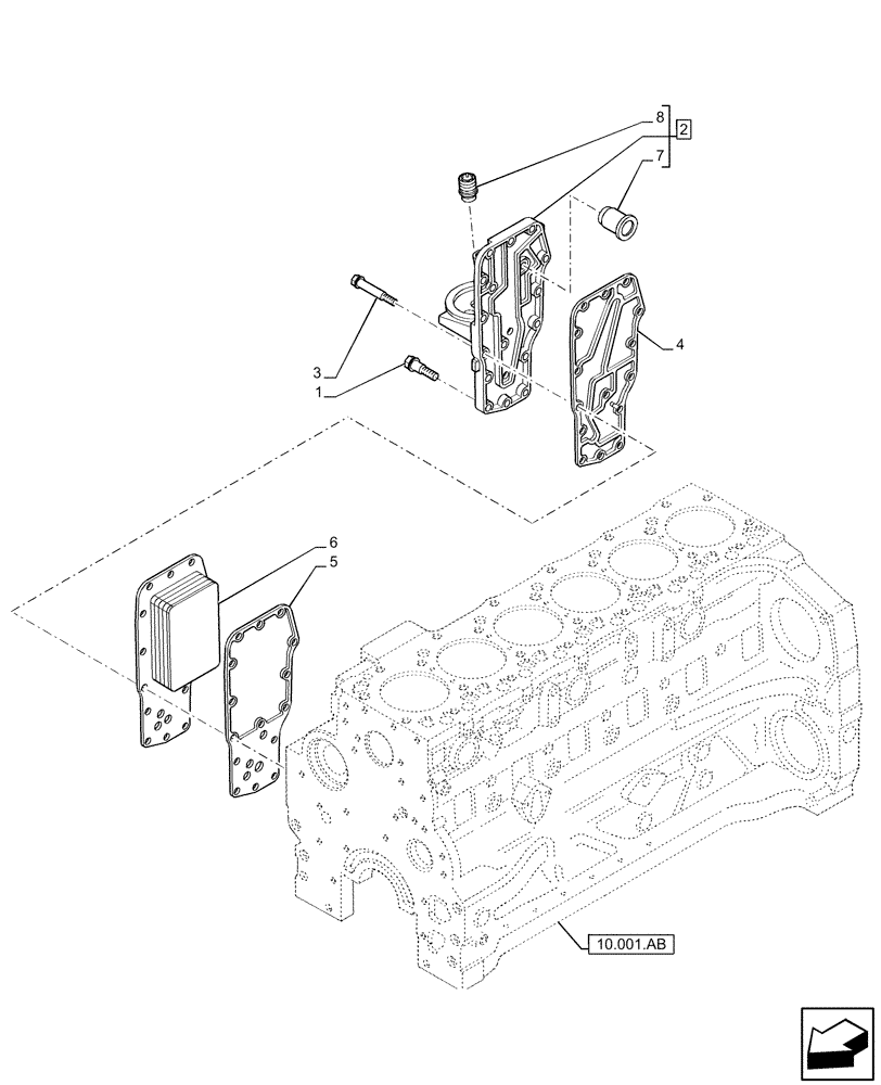 Схема запчастей Case IH F4DE9684L J113 - (10.408.AC) - HEAT EXCHANGER ENGINE (10) - ENGINE