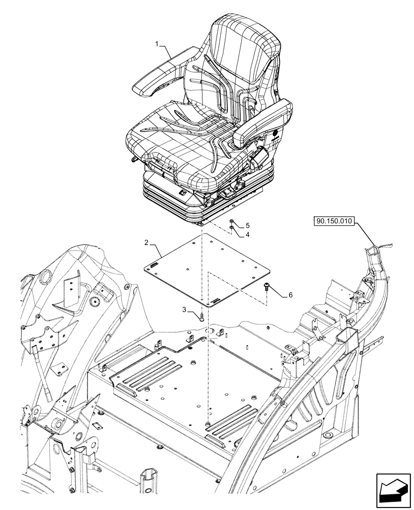 Схема запчастей Case IH FARMALL 120U - (90.124.120) - VAR - 758312 - SUSPENSION SEAT, PREMIUM (90) - PLATFORM, CAB, BODYWORK AND DECALS