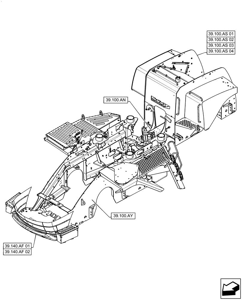 Схема запчастей Case IH QUADTRAC 470 - (00.000.39) - PICTORIAL INDEX - FRAMES AND BALLASTING (00) - GENERAL & PICTORIAL INDEX