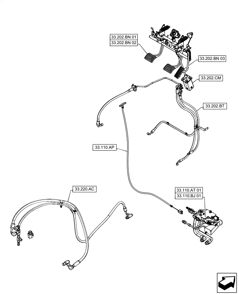 Схема запчастей Case IH QUADTRAC 470 - (00.000.33) - PICTORIAL INDEX - BRAKES & CONTROLS (00) - GENERAL & PICTORIAL INDEX