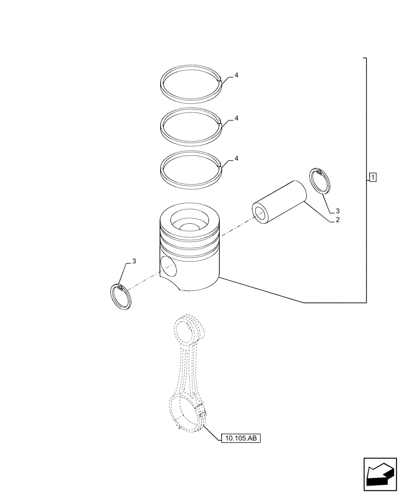 Схема запчастей Case IH F4DE9684L J113 - (10.105.AG) - PISTON (10) - ENGINE