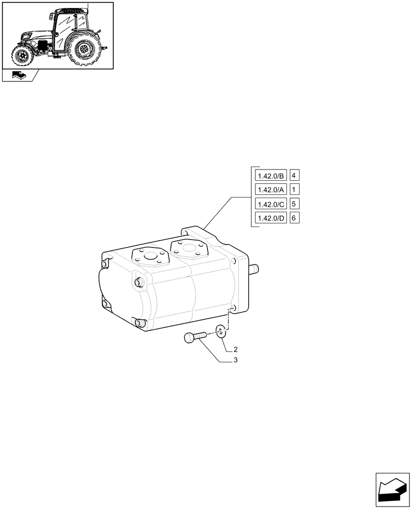 Схема запчастей Case IH FARMALL 105N - (1.42.0) - HYDRAULIC PUMP (04) - FRONT AXLE & STEERING