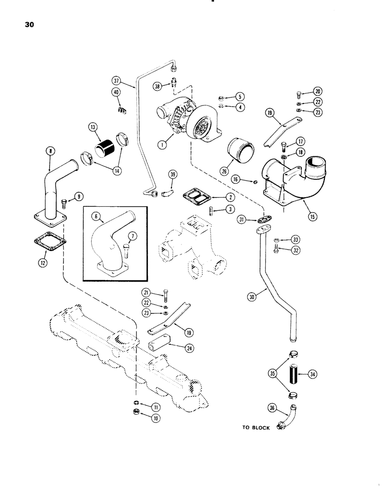 Схема запчастей Case IH 1270 - (030) - TURBO-CHARGER SYSTEM, (451 BDT) DIESEL ENGINE (02) - ENGINE