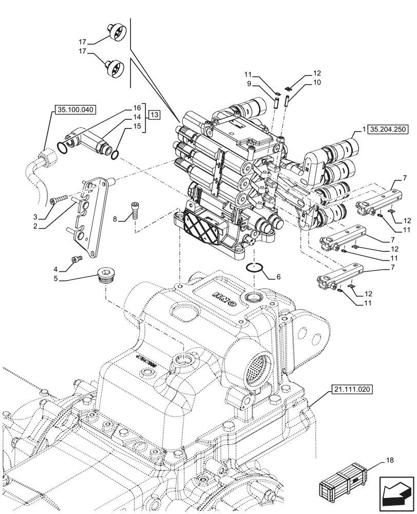 Схема запчастей Case IH FARMALL 120U - (35.204.240) - VAR - 758294, 331844 - 3 REMOTE CONTROL VALVES, REAR (35) - HYDRAULIC SYSTEMS