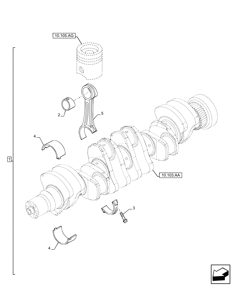 Схема запчастей Case IH F4DE9684L J112 - (10.105.AB) - CONNECTING ROD (10) - ENGINE