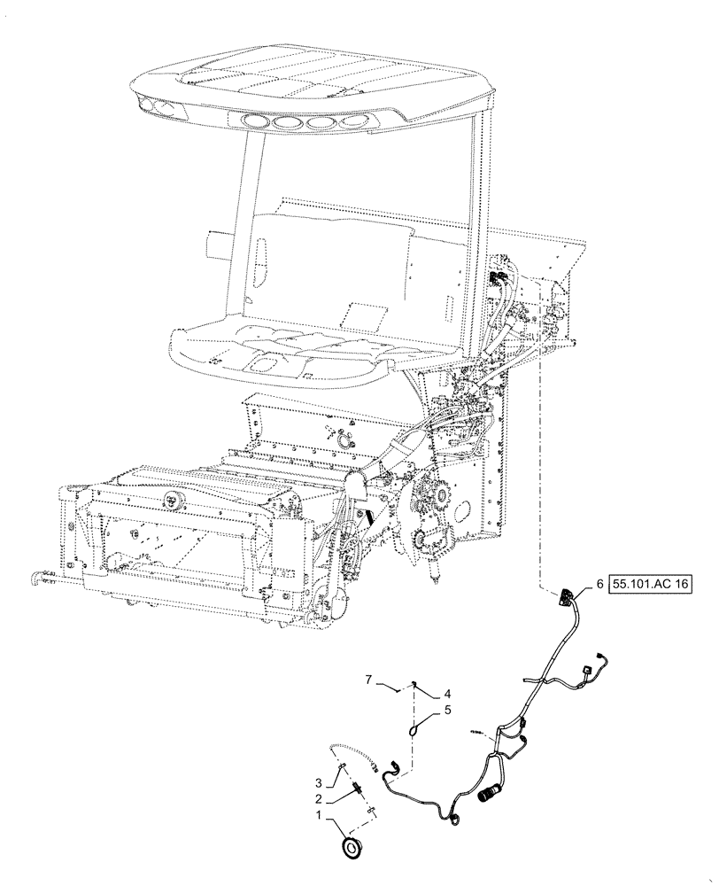 Схема запчастей Case IH 6140 - (55.101.AC[03]) - WIRE HARNESS, FRAME, FRONT, LH (55) - ELECTRICAL SYSTEMS