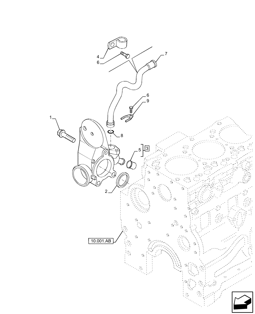 Схема запчастей Case IH F4DE9684L J113 - (10.400.AE) - ENGINE COOLING SYSTEM PIPING (10) - ENGINE