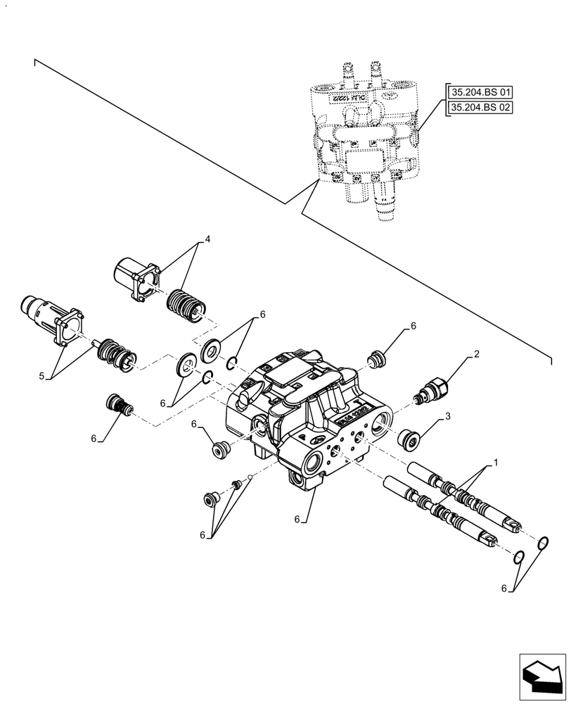 Схема запчастей Case IH FARMALL 130A - (35.204.BS[03]) - VAR - 330196 - MID MOUNT VALVE KIT (35) - HYDRAULIC SYSTEMS