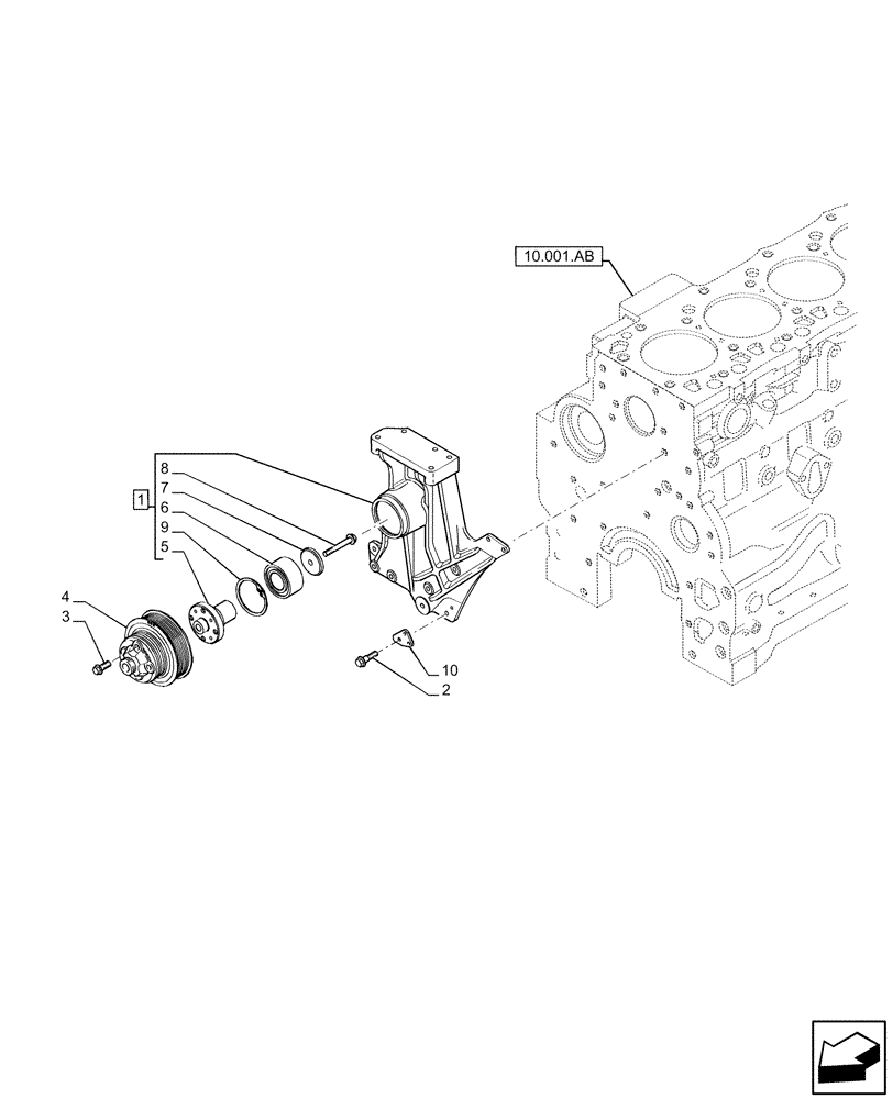 Схема запчастей Case IH F4DE9684L J113 - (10.414.AC) - FAN, DRIVE (10) - ENGINE