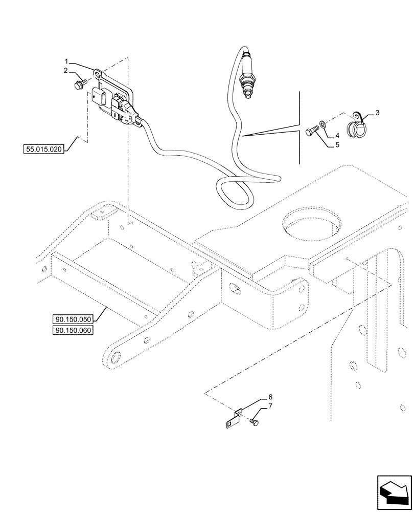 Схема запчастей Case IH FARMALL 120U - (55.988.050) - VAR - 334773, 391263 - DEF/ADBLUE™, NOX SENSOR (55) - ELECTRICAL SYSTEMS