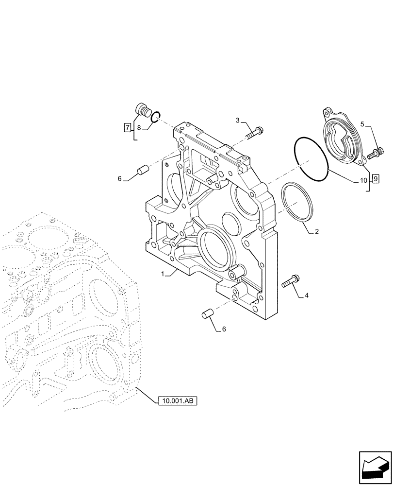 Схема запчастей Case IH F4DE9684L J113 - (10.103.AK) - CRANKCASE COVERS (10) - ENGINE