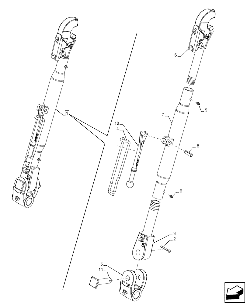 Схема запчастей Case IH FARMALL 120U - (37.120.120) - VAR - 758324 - 3 POINT HITCH, REAR, TOP LINK, COMPONENTS (37) - HITCHES, DRAWBARS & IMPLEMENT COUPLINGS