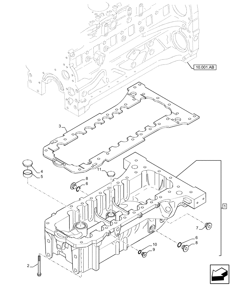 Схема запчастей Case IH F4DE9684L J113 - (10.102.AP) - ENGINE OIL SUMP (10) - ENGINE