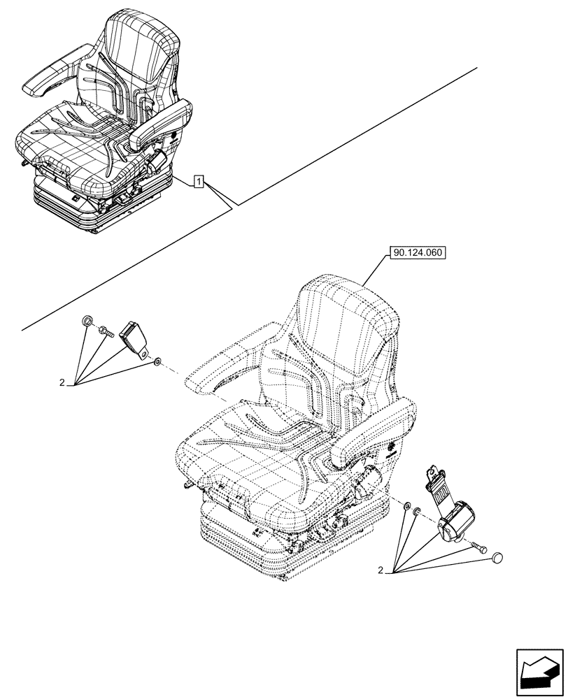 Схема запчастей Case IH FARMALL 120U - (90.151.140) - VAR - 758312 - BELT, SUSPENSION SEAT, PREMIUM, EHR, JOYSTICK (90) - PLATFORM, CAB, BODYWORK AND DECALS