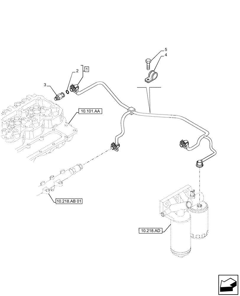 Схема запчастей Case IH F4DE9684L J113 - (10.218.AI) - INJECTION EQUIPMENT - PIPING (10) - ENGINE