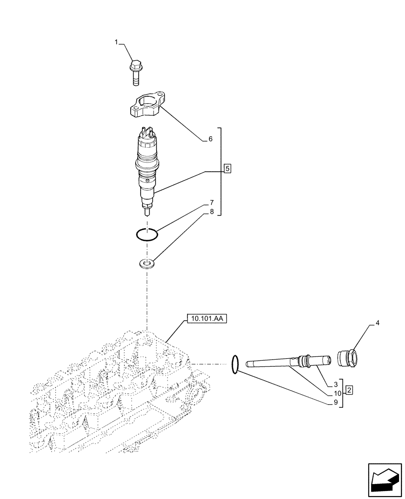 Схема запчастей Case IH F4DE9684L J113 - (10.218.AF) - INJECTION EQUIPMENT - INJECTOR (10) - ENGINE